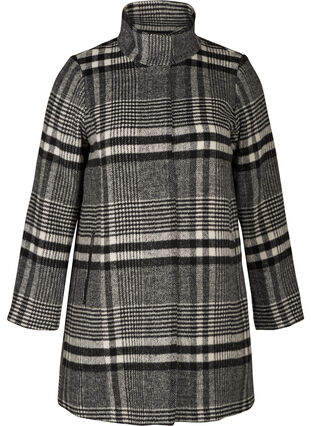 Checked jacket with button fastening and pockets, Black Check, Packshot image number 0
