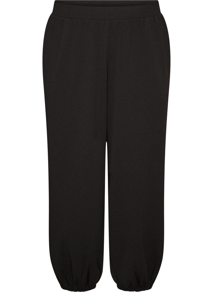High-waisted jersey balloon trousers, Black, Packshot image number 0