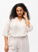 Striped blouse in linen-viscose blend, Beige, Model image number 0
