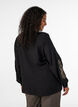 Viscose shirt with embroidered sleeves, Black, Model image number 2