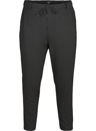 Croped maddison fit trousers with stripes, Black w lurex, Packshot image number 0