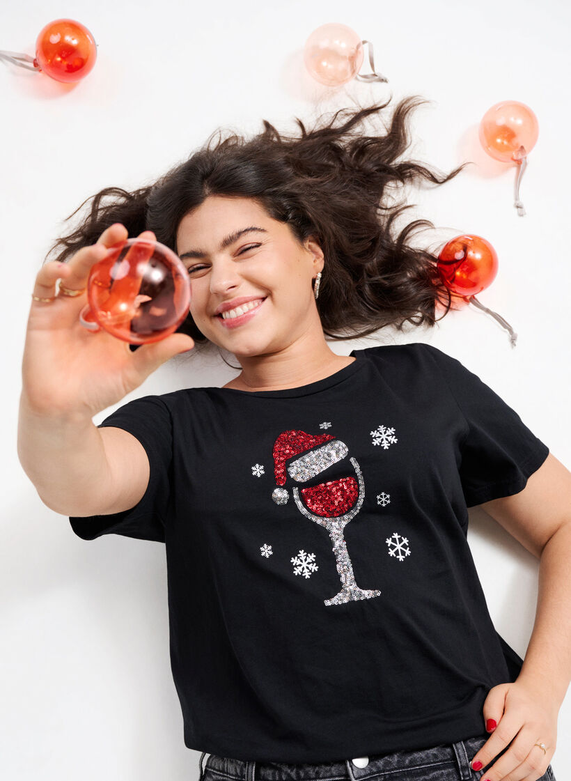 Christmas t-shirts in 100% cotton, Black w. Wine, Image image number 0