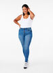 High-waisted Amy jeans with button closure, Blue Denim, Model image number 0