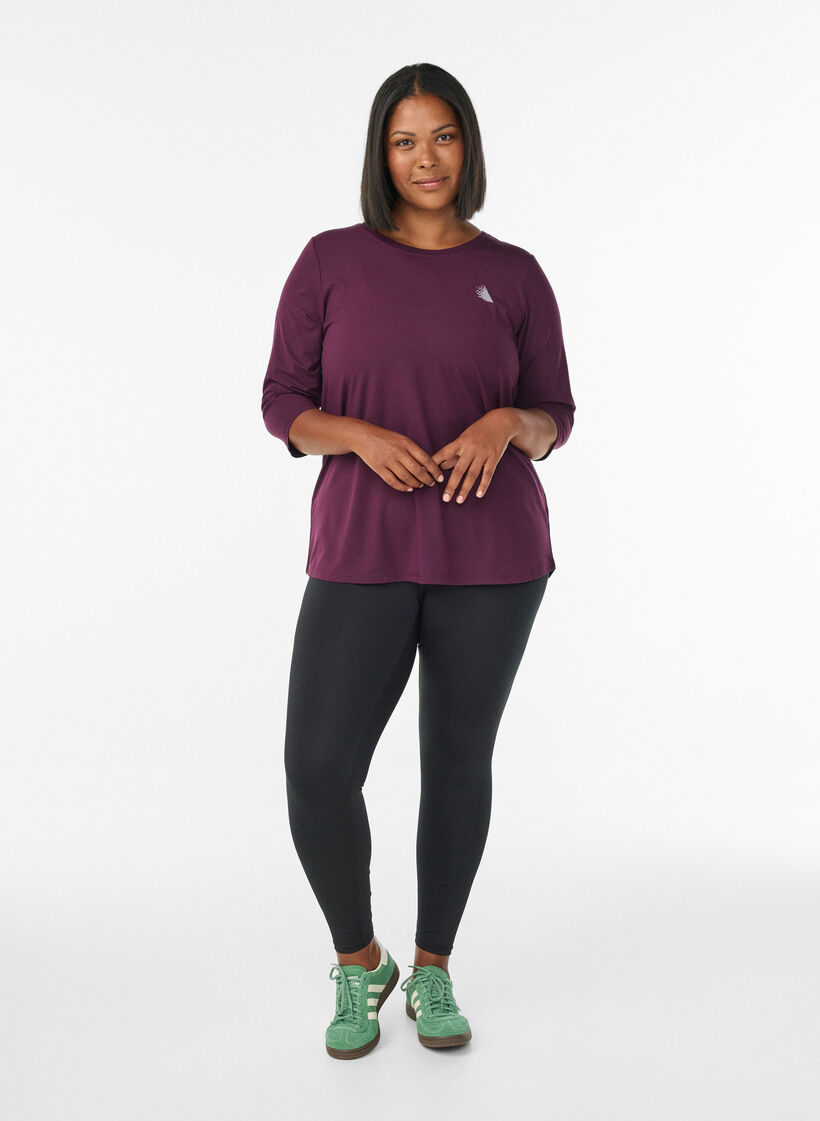 Workout top with 3/4 sleeves, Purple, Model image number 1