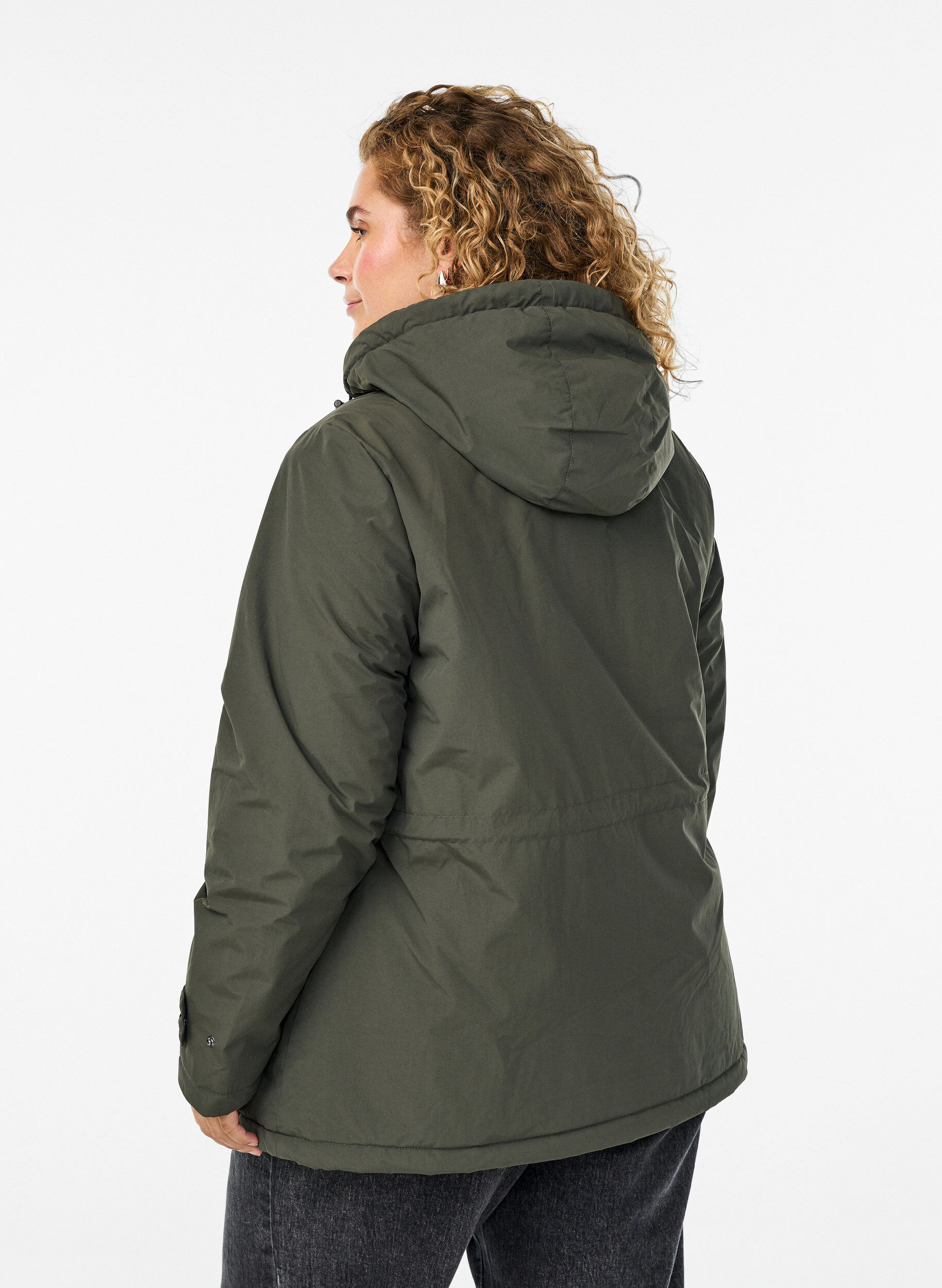 Zizzifashion Lightweight padded parka with a teddy-lined hood, Green, Model image number 2