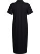 Maxi dress in jersey with collar and short sleeves, Black, Packshot image number 1