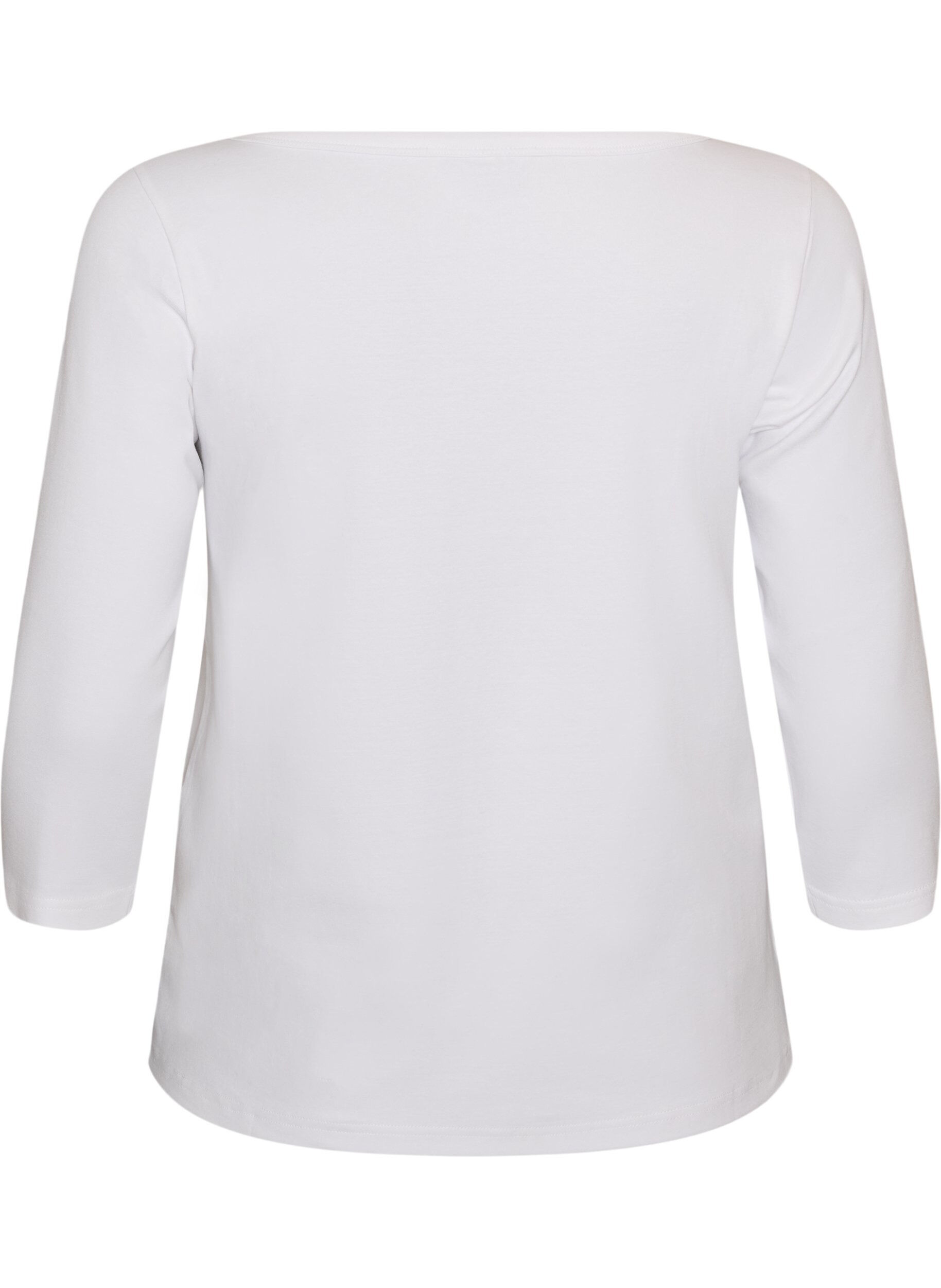 ZizzifashionBasic T-shirt with boat neckline and 3/4 sleeves, White, Packshot image number 1