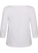 Basic T-shirt with boat neckline and 3/4 sleeves, White, Packshot image number 1