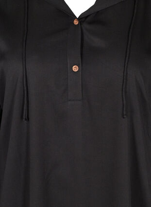 Hooded viscose tunic, Black, Packshot image number 2