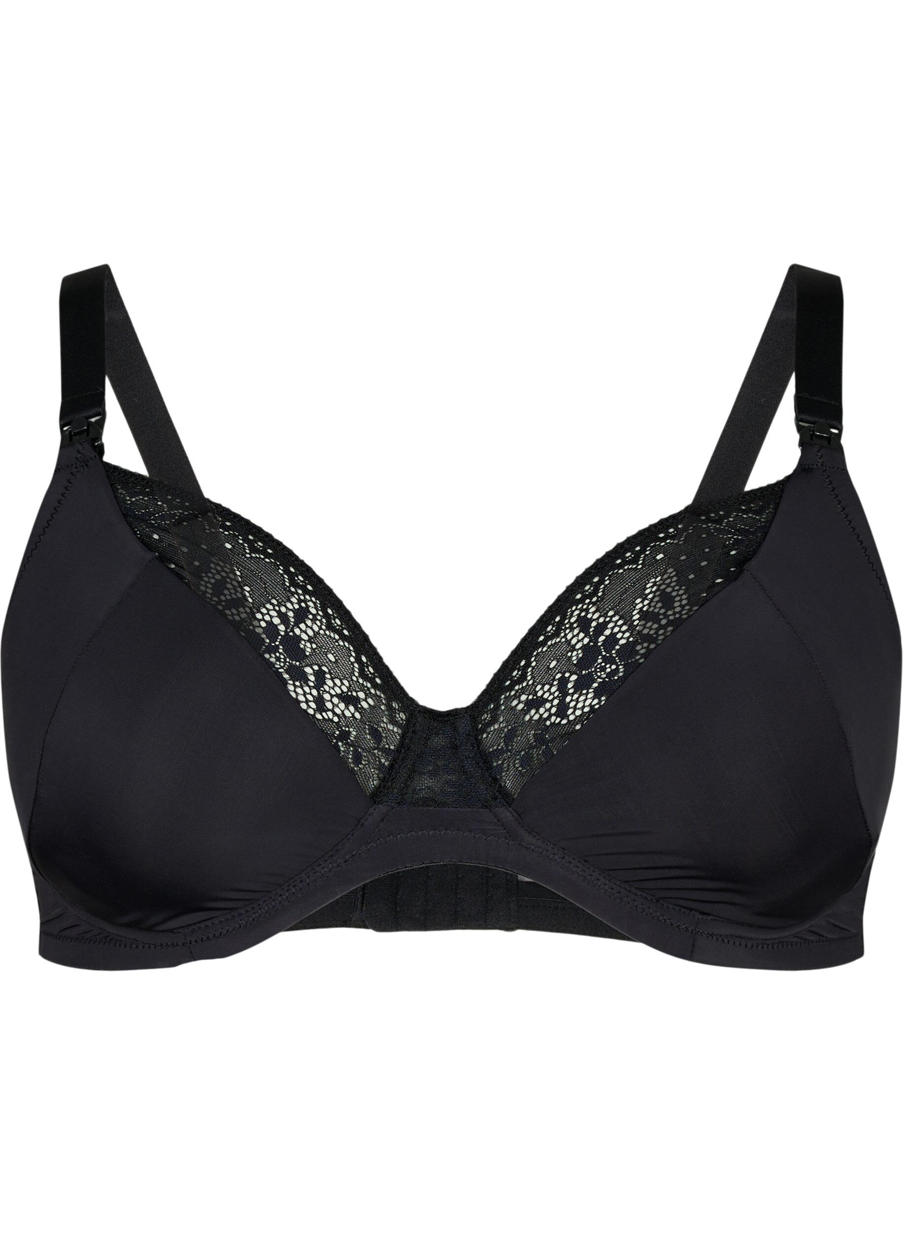 Zizzifashion Nursing bra with lace, Black, Packshot image number 0