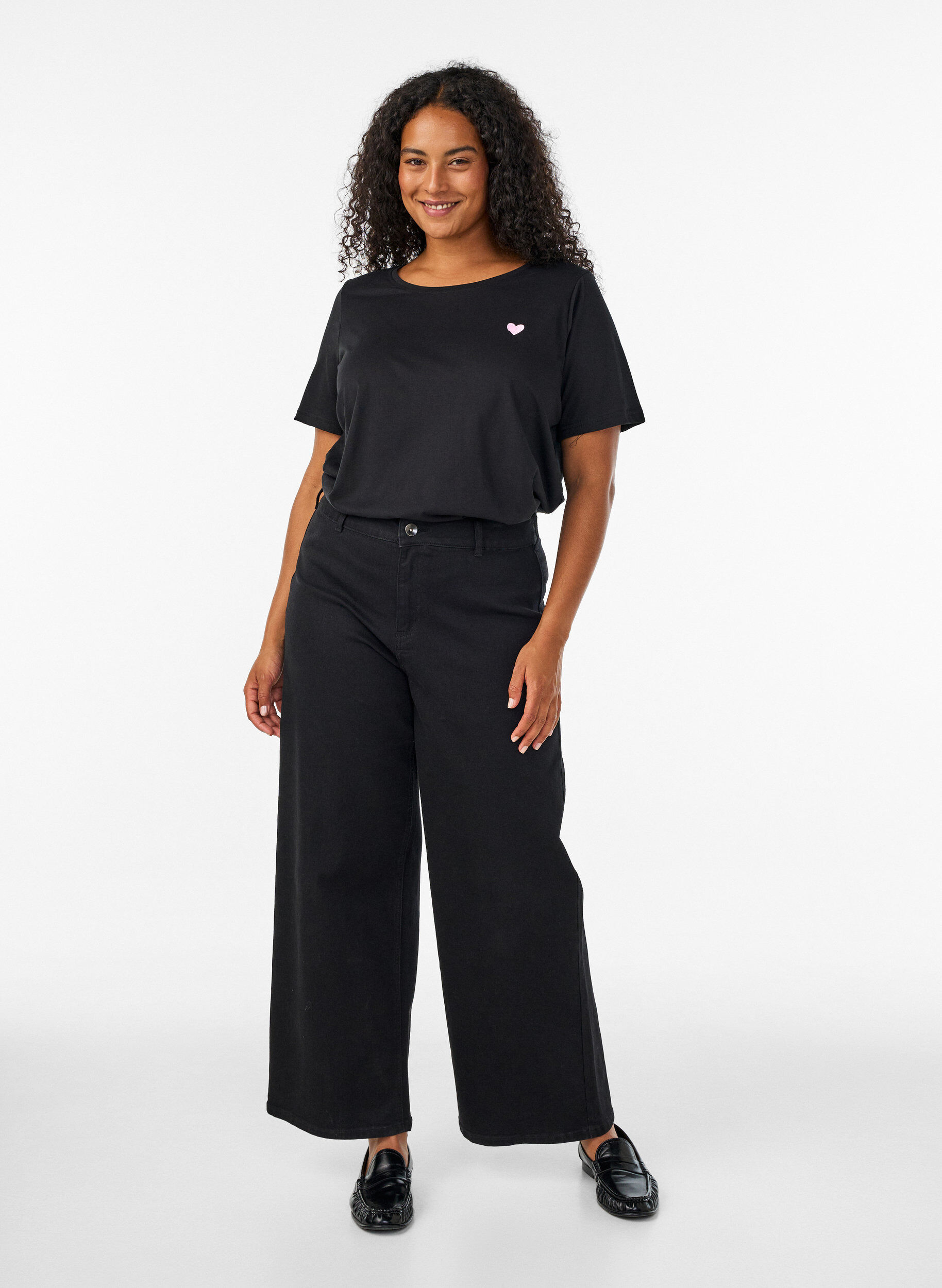 Wide-leg jeans, Black, Model