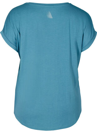 Short-sleeved sports T-shirt with print, Storm Blue, Packshot image number 1