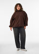 Teddy jacket with eyelet embroidery trim and high collar, Brown, Model image number 1