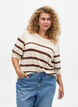 Striped knit top with short sleeves, Beige, Model image number 0