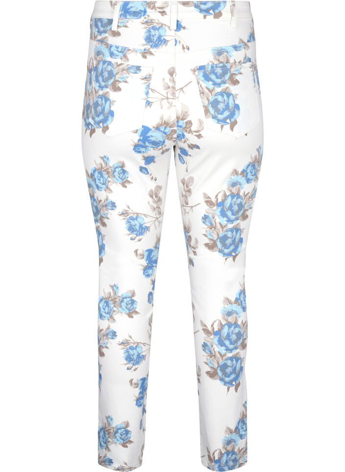 Super slim Amy jeans with a floral print, White, Packshot image number 1
