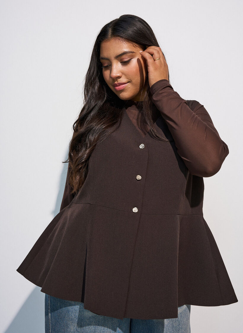 Pinstriped waistcoat with peplum, Brown, Model image number 0