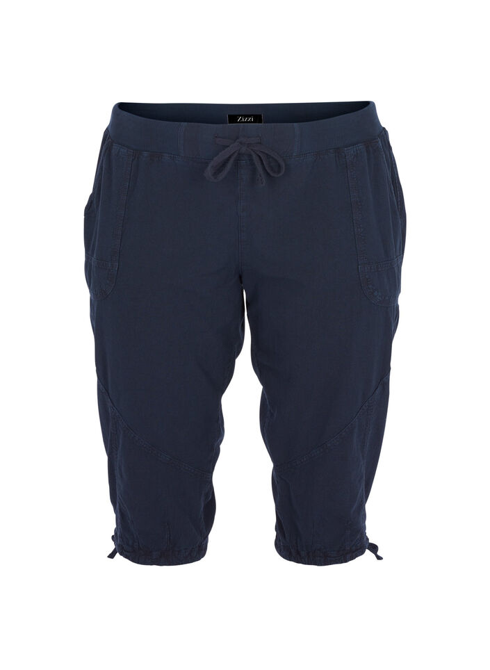 Cotton Capri trousers , Blue, Packshot image number 0