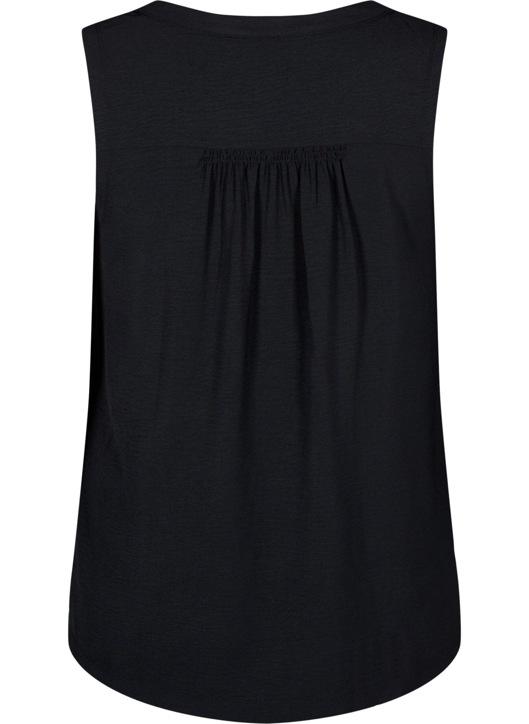 Zizzifashion Sleeveless top with wrinkle details, Black, Packshot image number 1