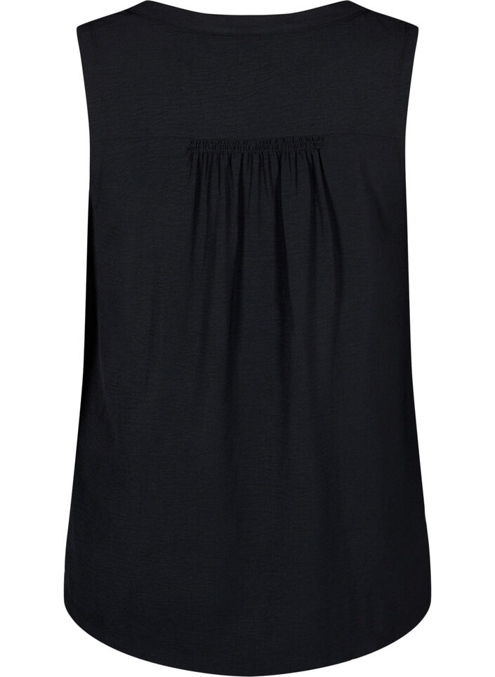 Sleeveless top with wrinkle details, Black, Packshot image number 1