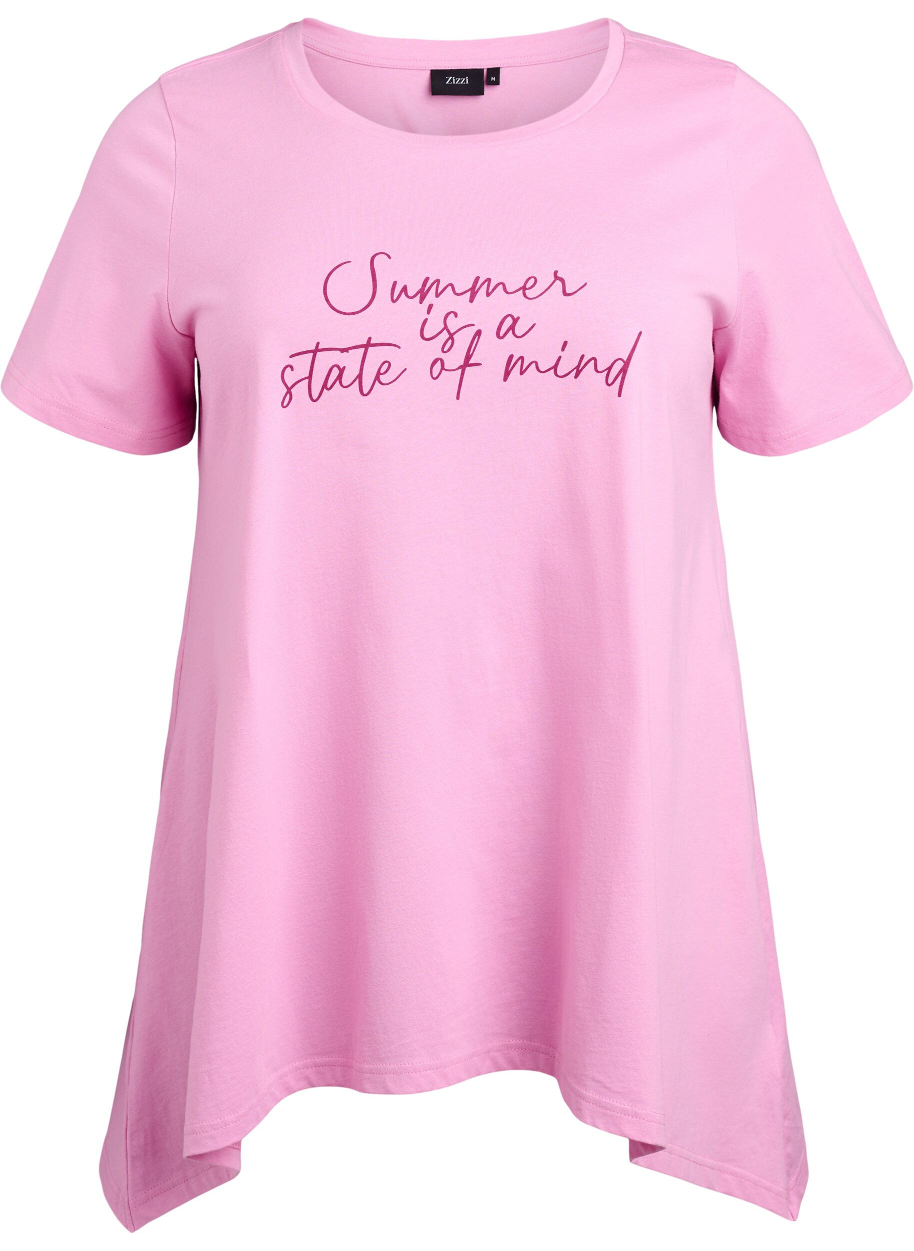 Zizzifashion T-shirt with a round neck and A-line shape, Pink, Packshot image number 0