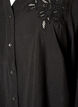 Shirt blouse with embroidered flower appliqu&eacute;s, Black, Packshot image number 2