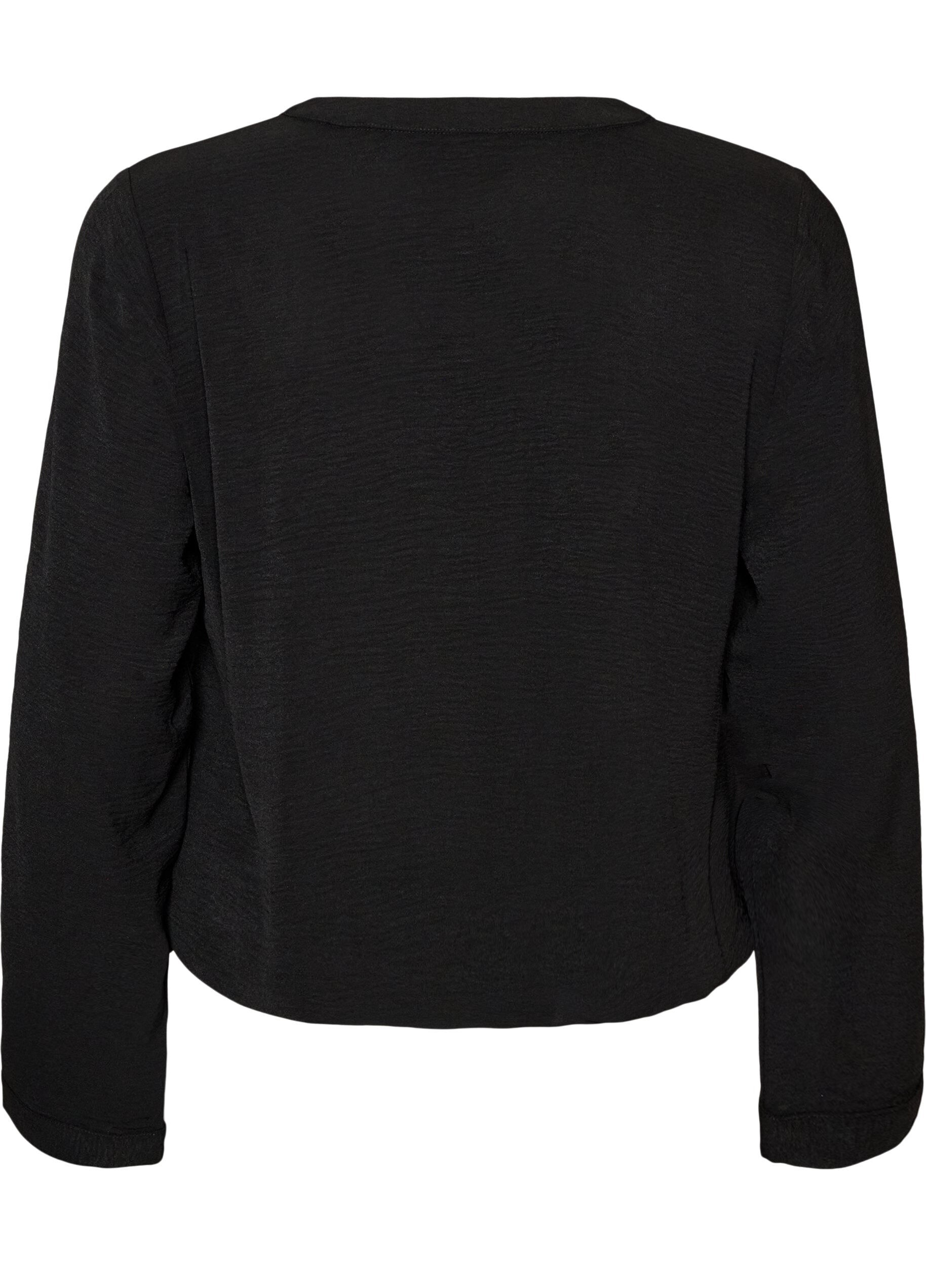 ZizzifashionBalloon silhouette blouse with V-neck, Black, Packshot image number 1