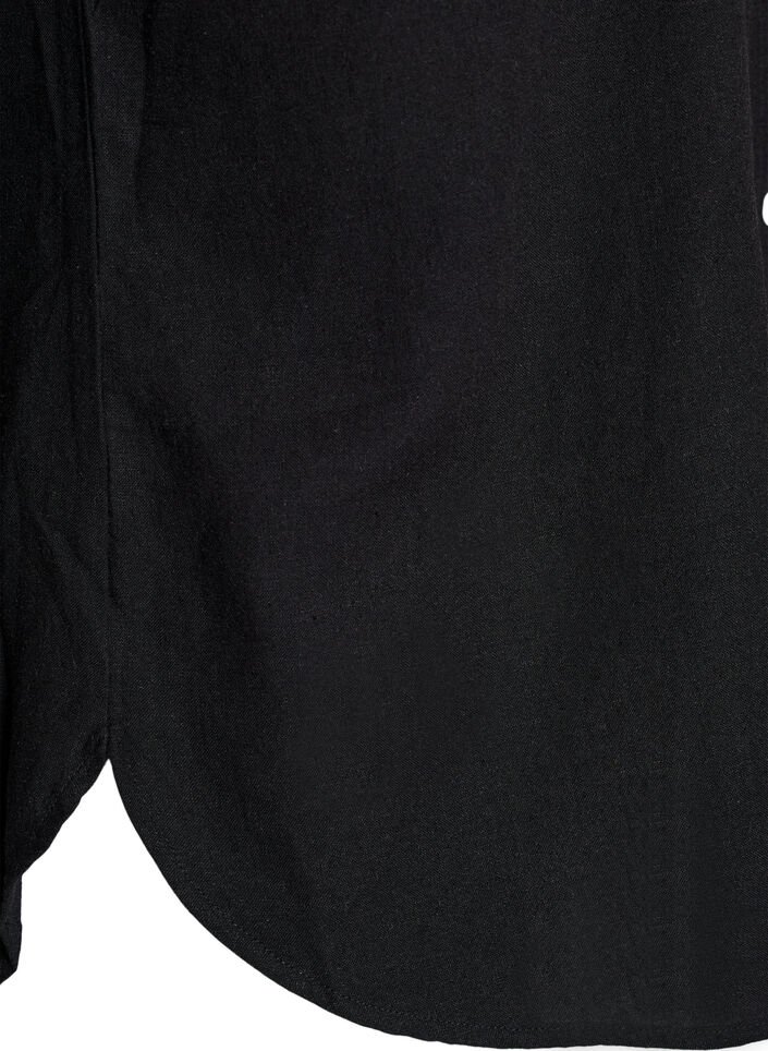 Shirt in linen and viscose with 3/4 sleeves, Black, Packshot image number 3