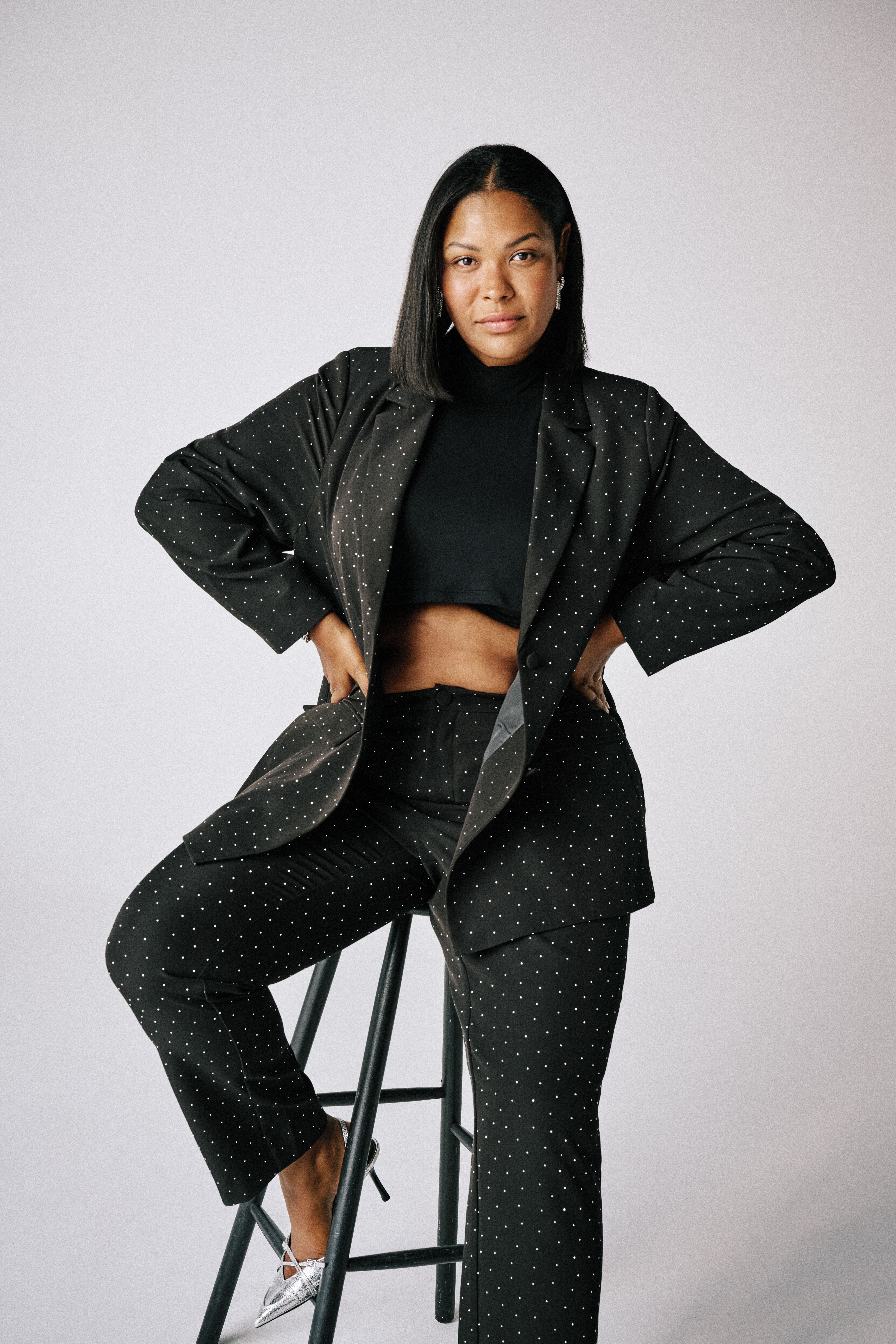 Blazer set with rhinestones, , Model