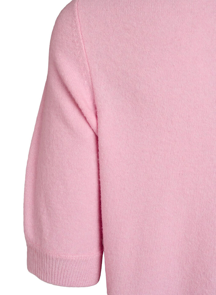 Knitted blouse with short sleeves, Pink, Packshot image number 3