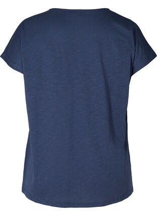 Cotton t-shirt with print details, Mood Indigo LEAF, Packshot image number 1