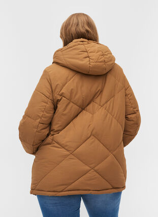 Short winter jacket with hood and pockets, Rubber, Model image number 1