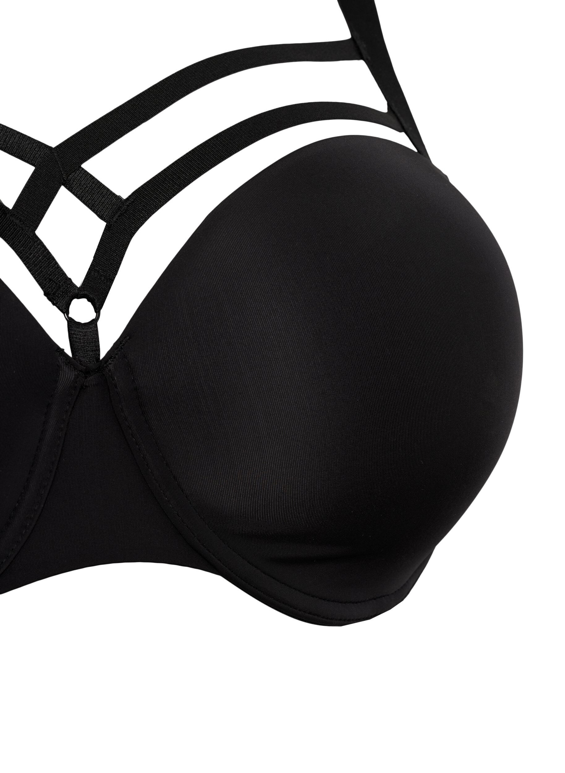 Zizzifashion Moulded bra with string detail, Black, Packshot image number 2