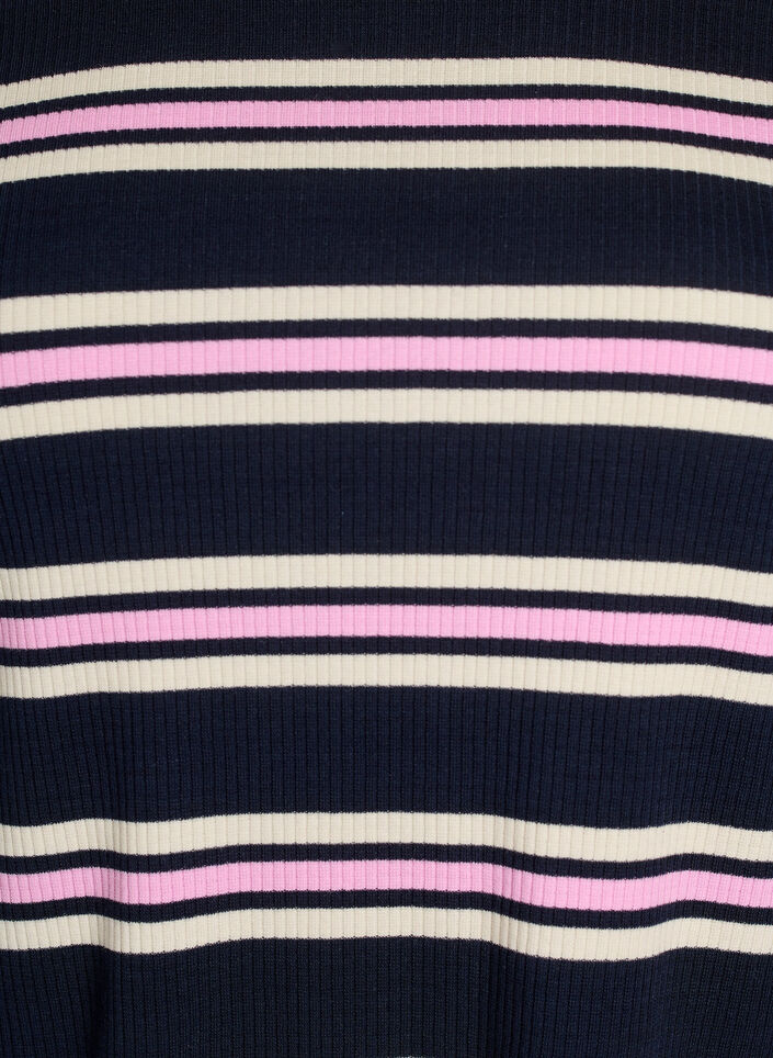 Long-sleeved night top in ribbed jersey with stripes, Blue, Packshot