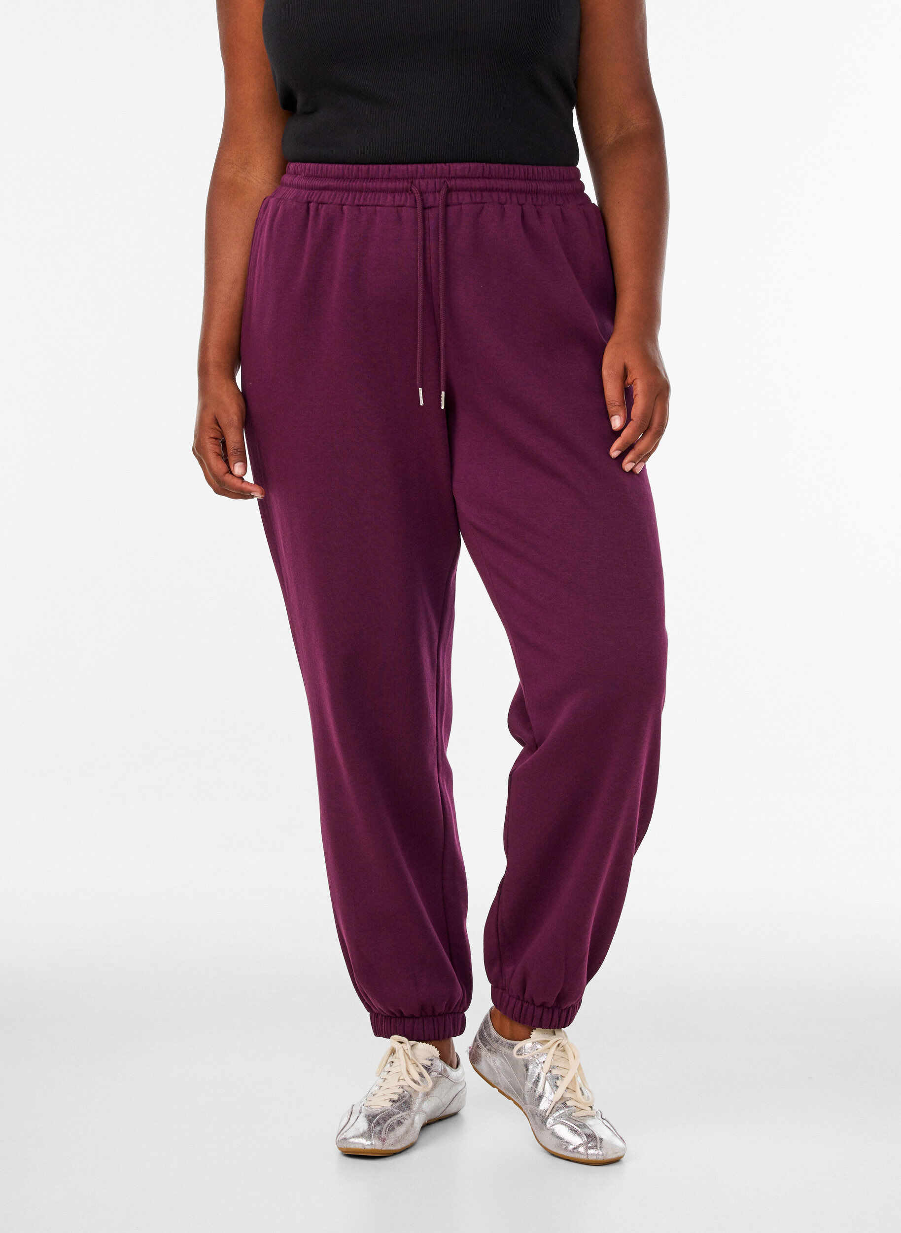 ZizzifashionHigh-waisted sweatpants with drawstring, Purple, Model image number 2