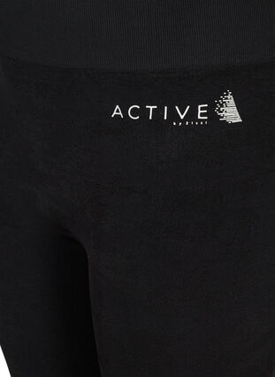 Cropped exercise tights with pattern, Black, Packshot image number 2