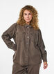 Coloured denim shirt with chest pockets, Brown, Model image number 0
