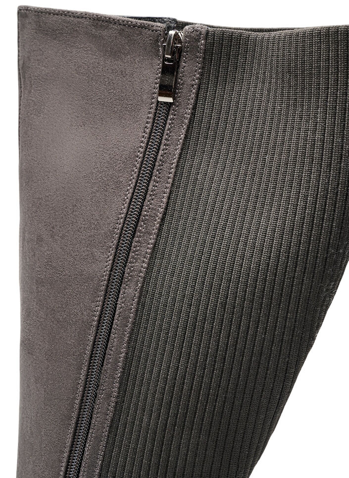 Long boot with a ribbed elasticated shaft and chunky sole, Brown, Packshot image number 2