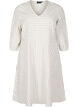 Knee-length dress with stripes and 3/4 sleeves, Vanilla, Packshot image number 0