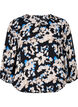 Viscose blouse with print and smock, Black, Packshot image number 0