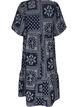 Ankle-length dress in viscose with paisley print and short sleeves, Blue, Packshot image number 1