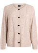 Cardigan with bow buttons and openwork pattern, Beige, Packshot image number 0