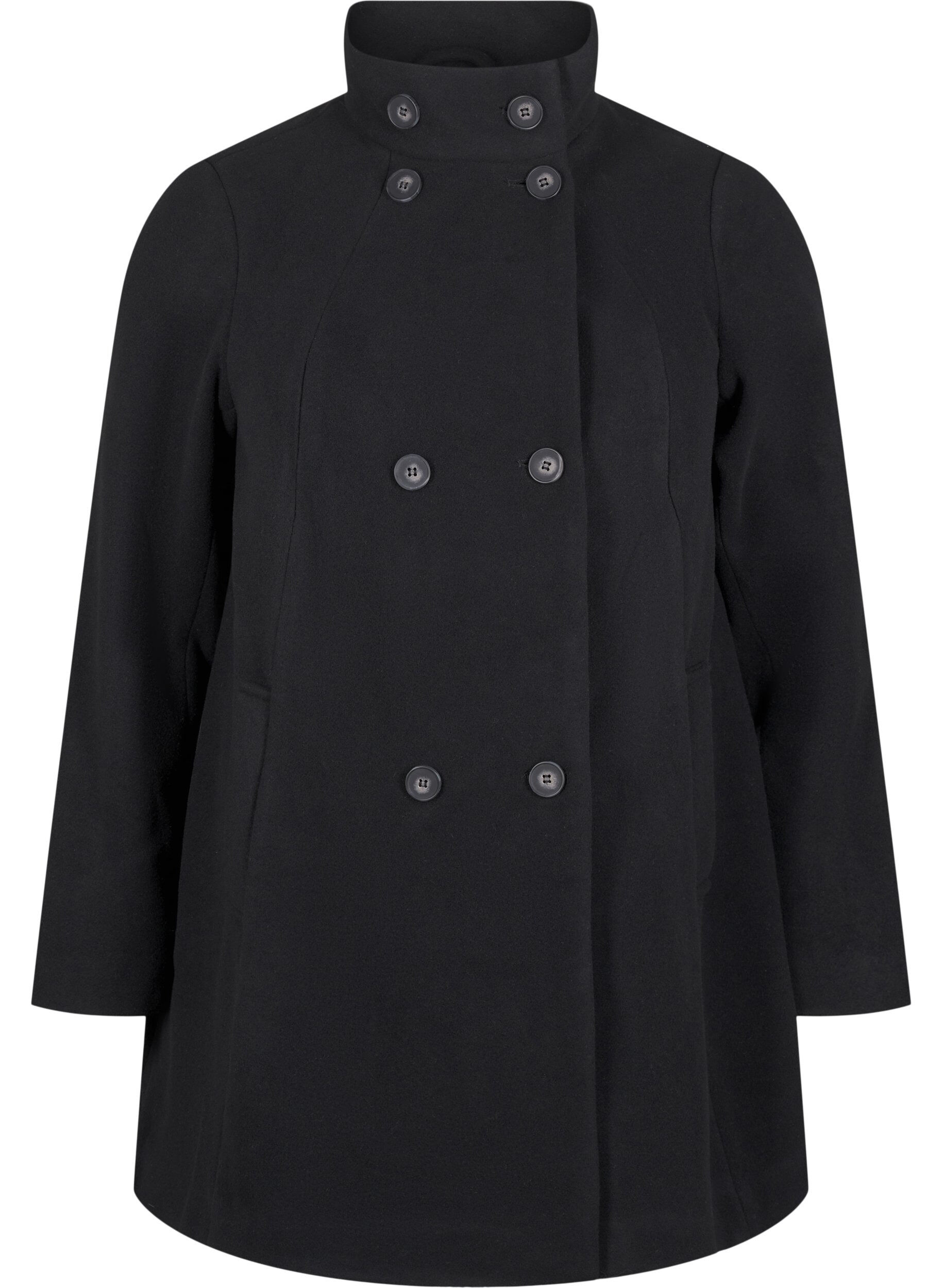 Zizzifashion Short A-line coat, Black, Packshot image number 0