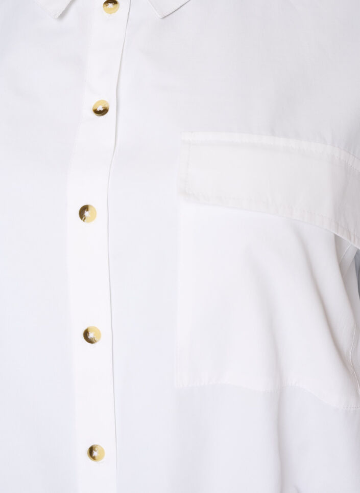 Shirt with chest pocket and balloon shape, White, Packshot image number 2