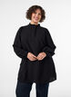 Viscose tunic with ruffles and buttons, Black, Model image number 0