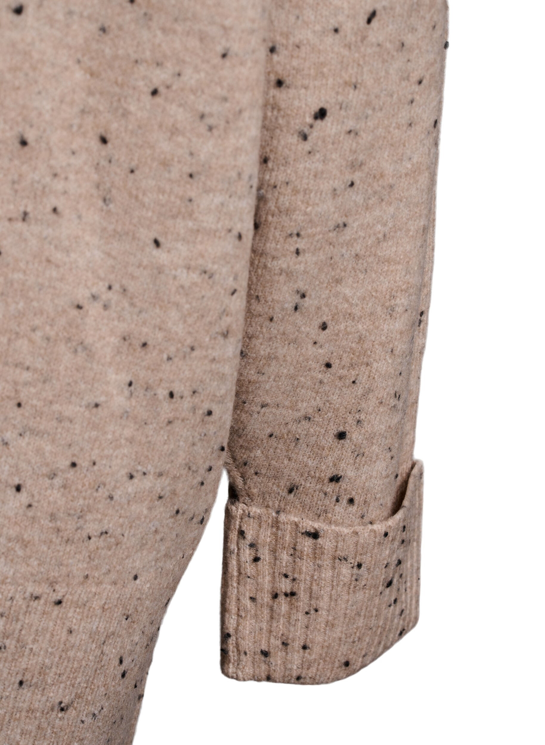 Zizzifashion Knit sweater with high neck and dotted pattern, Beige, Packshot image number 3