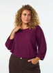 Blouse with texture and 3/4 sleeves, Purple, Model image number 0