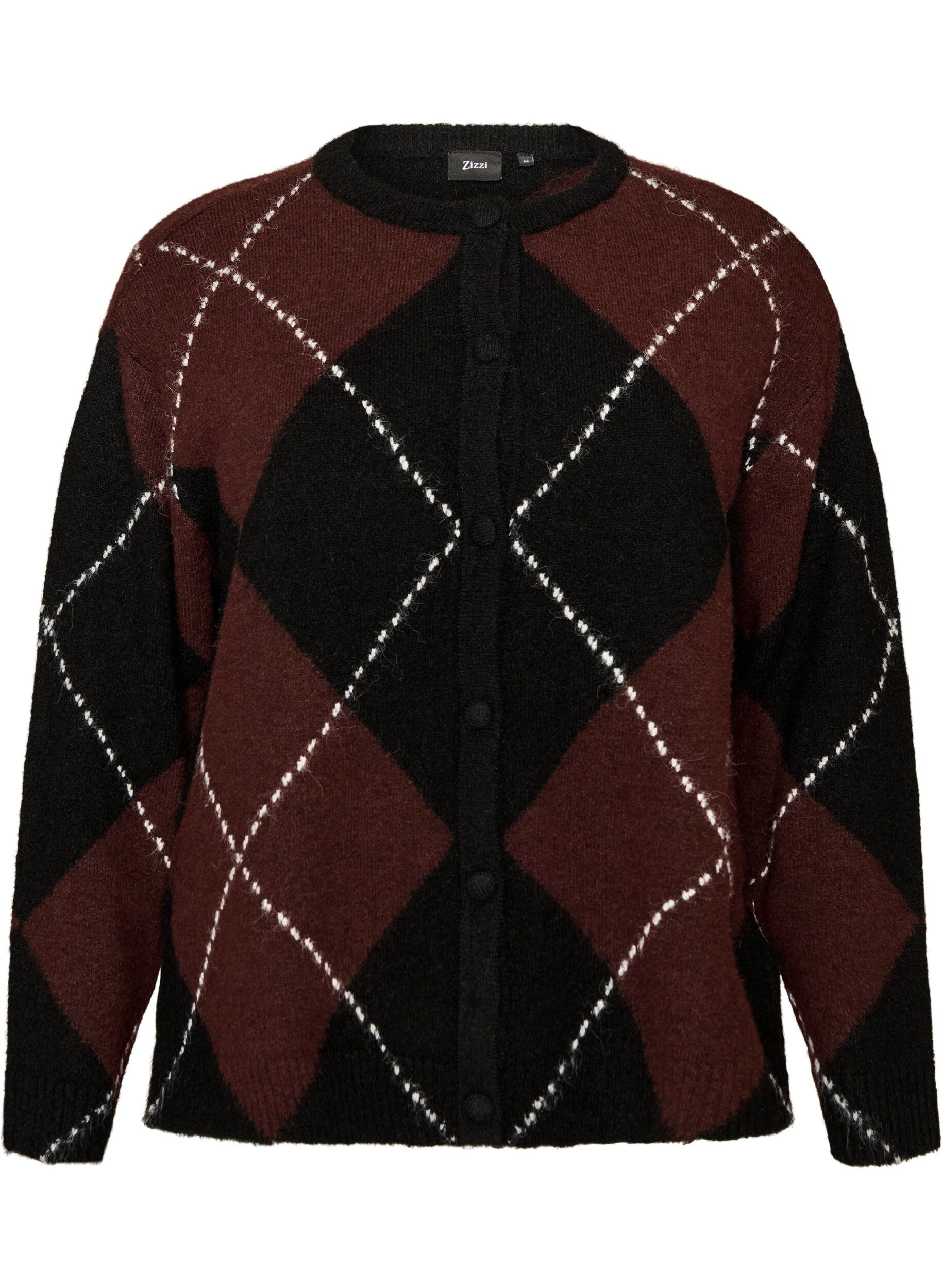 ZizzifashionCardigan with argyle pattern, Black, Packshot image number 0