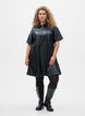 Short dress in faux leather with an A-line shape, Black, Model image number 1