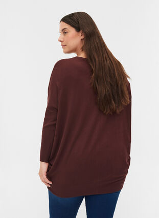 Knitted jumper with round neckline, Bitter Chocolate, Model image number 1