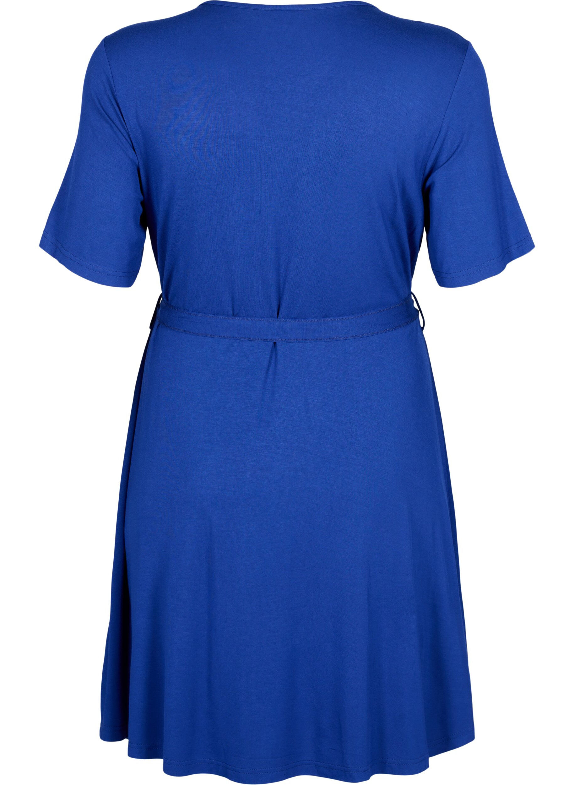 Zizzifashion Wrap dress in viscose with short sleeves, Bellwether SOLID, Packshot image number 1